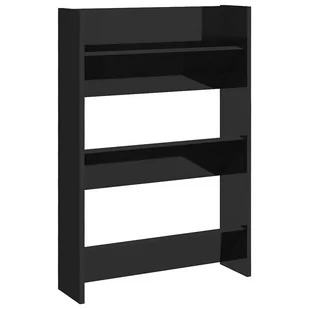 vidaXL Półka ścienna na buty, czarna z połyskiem, 60x18x90 cm, płyta - Szafki na buty - miniaturka - grafika 1