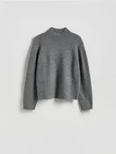 Swetry damskie - Reserved - Sweter z niskim golfem - szary - miniaturka - grafika 1