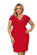 Piżamy damskie - Donna Tess czerwona plus size Koszula nocna - miniaturka - grafika 1