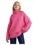 Swetry damskie - Bestseller A/S Damski sweter Pcnancy Ls Loose Roll Neck Knit Noos Bc, Shocking Pink, XS - miniaturka - grafika 1
