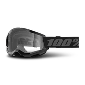 Gogle i okulary motocyklowe - Gogle Cross Dziecięce 100% Strata 2 Czarny - miniaturka - grafika 1