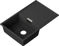 Zlewozmywaki - Frame Zlewozmywak granitowy 1-komorowy z ociekaczem czarny metalik - miniaturka - grafika 1