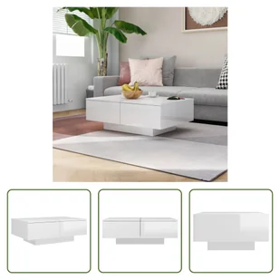 The Living Store stolik kawowy biały wysoki połysk 90x60x31 cm materiał drewnopochodny - Ławy i stoliki kawowe - miniaturka - grafika 1