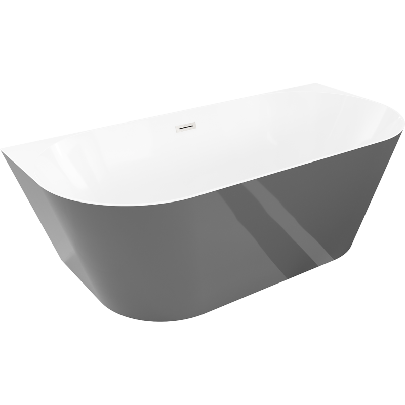 Mexen Oval Sim wanna wolnostojąca przyścienna 170 x 80 cm, biała/szara, przelew nikiel szczotkowany - 52661708062-97