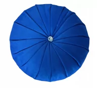 Poduszki dekoracyjne - Poduszka dekoracja ozdobna okrągła welur niebieska - miniaturka - grafika 1