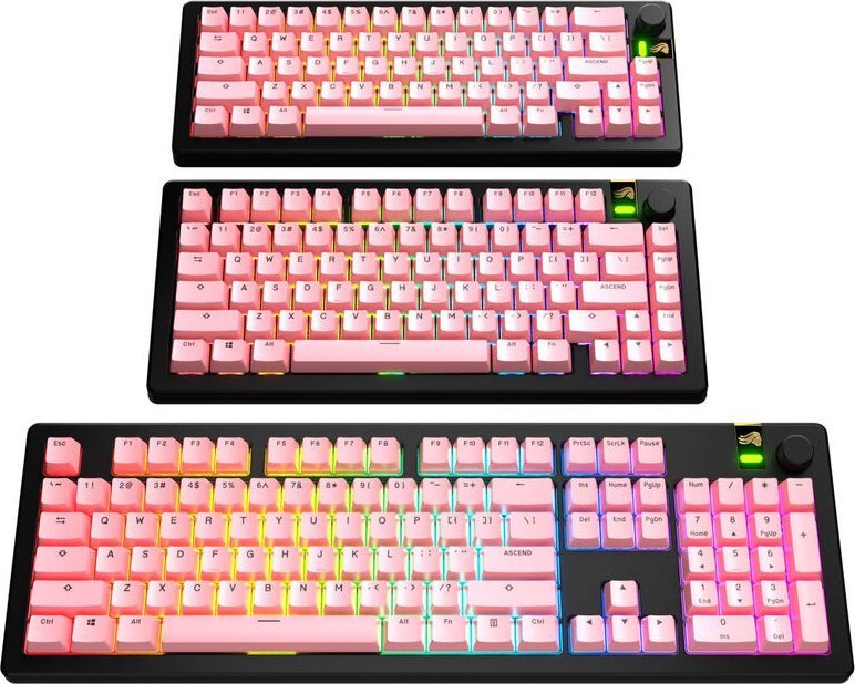 Glorious Glorious GPBT Basics Keycaps, ANSI Layout US, PBT, Dye-Sub - Potion Pink