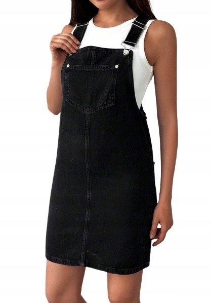 SHEIN CZARNA SUKIENKA JEANSOWA PROSTA MINI L 1JD