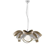 Lampy sufitowe - Primula lampa wisząca z żelaza biała i gołębia szarość, 4 lampy, regulowany stalowy kabel, Ø66 cm - miniaturka - grafika 1