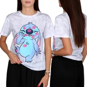 Koszulki i topy damskie - DISNEY Stitch Damska bawełniana koszulka, T-shirt z krótkimi rękawami, 100% BAWEŁNA OEKO-TEX M - miniaturka - grafika 1