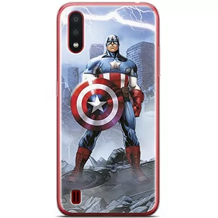 Etui Kapitan Ameryka 003 Marvel Nadruk pełny Niebieski Producent: Samsung, Model: A01 - Etui i futerały do telefonów - miniaturka - grafika 1