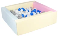 Suche baseny - Kwadratowy suchy basen z ekoskóry z 300 piłeczkami (różowy, niebieski, żółty (pastel)/biały, niebiski, szary) - miniaturka - grafika 1