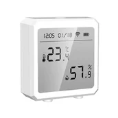 Stacje pogodowe - Bezprzewodowy czujnik temperatury Wi-Fi - cyfrowy termometr wewnętrzny i higrometr - wyświetlacz daty i godziny - biały - miniaturka - grafika 1