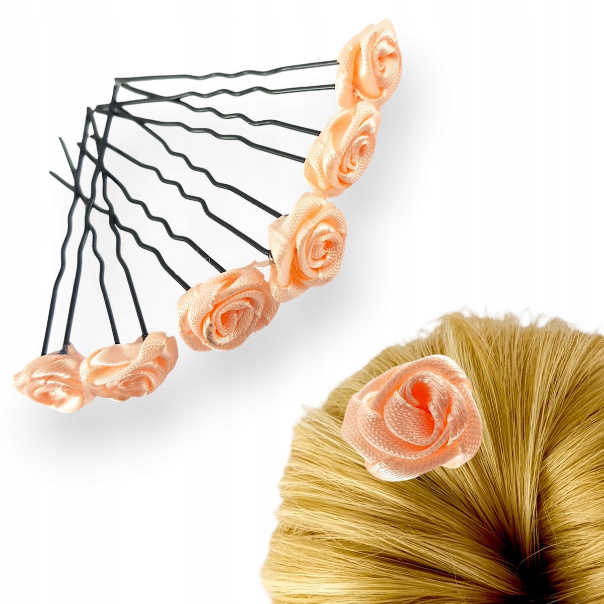 Szpilki do włosów Kokówki z różyczką Kwiatki do koka