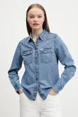Koszule damskie - Guess Jeans koszula jeansowa damska kolor niebieski slim z kołnierzykiem klasycznym W5RH35 D5M81 - miniaturka - grafika 1