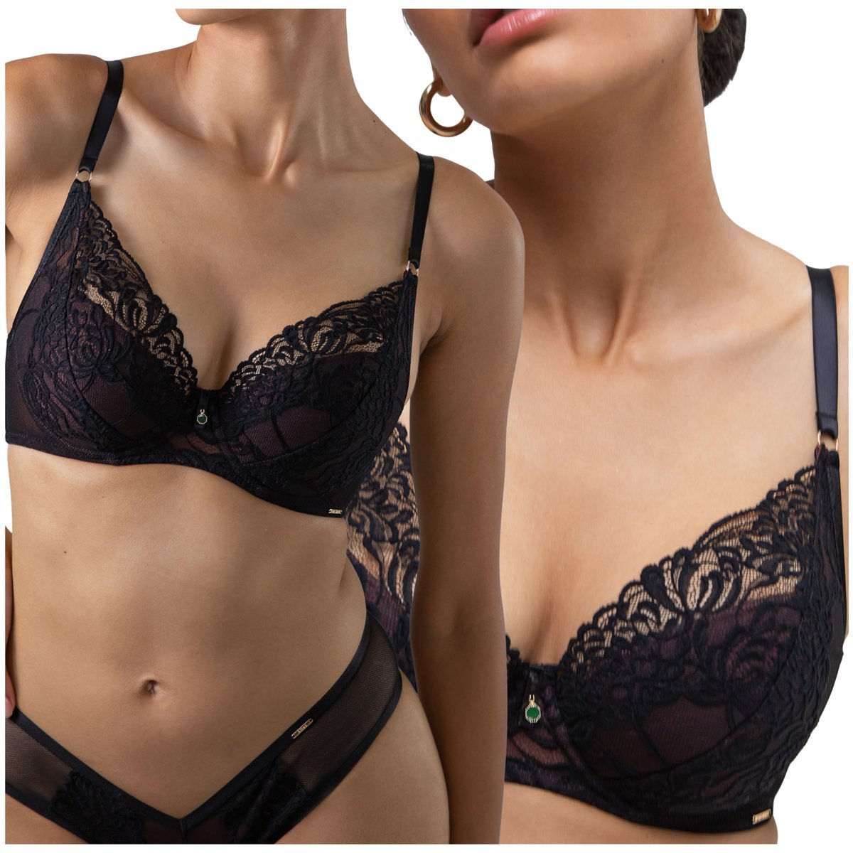 Biustonosz Alles Truffle Noir P-UP czarny z czekoladą - 75B
