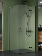 Kabiny prysznicowe - New Trendy Kabina prysznicowa Kalibra 1D drzwi uchylne prawe kolor czarny mat 90x80 cm K-5066 - miniaturka - grafika 1