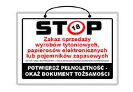 Tablice BHP - Tablica laminowana A4 - STOP zakaz sprzedaży wyr. tyt. (z ust.) - miniaturka - grafika 1