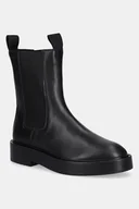 Botki damskie - Calvin Klein sztyblety skórzane CONVATE WELT CHELSEA LTH damskie kolor czarny na płaskim obcasie YW0YW01905 - miniaturka - grafika 1
