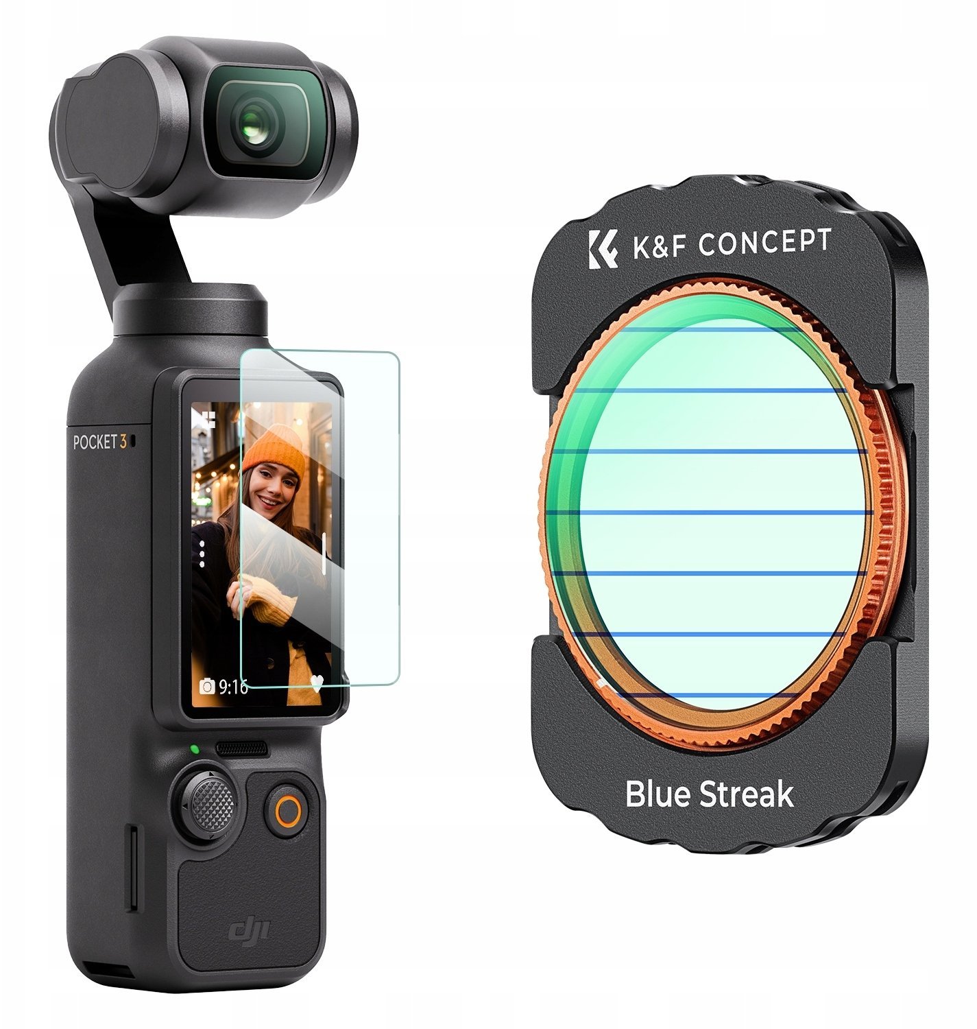 Filtr Kf Filtr Blue Streak Paski Anamorficzny + Szkło Na Ekran 2w1 Do Dji Osmo Pocket 3 / 4 / Kf01.2615 SB11740