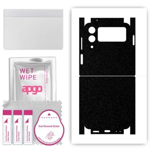 folia naklejka skórka strukturalna na TYŁ+BOKI do Samsung Galaxy Z Flip4 - Czarny Pastel Matowy Chropowaty Baranek - apgo SKINS