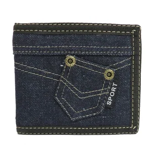 Portfel Młodzieżowy Sportowy Jeans Ciemny Granat Dh-308 - Portfele - miniaturka - grafika 1