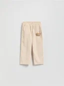 Spodnie i spodenki dla dziewczynek - Reserved - Sztruksowe spodnie z aplikacją - kremowy - miniaturka - grafika 1