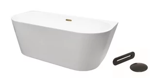 Wanna wolnostojąca Besco Vica New 170x80 cm owalna biały połysk klik klak czarny mat WAS -170VNCZ - Wanny - miniaturka - grafika 1