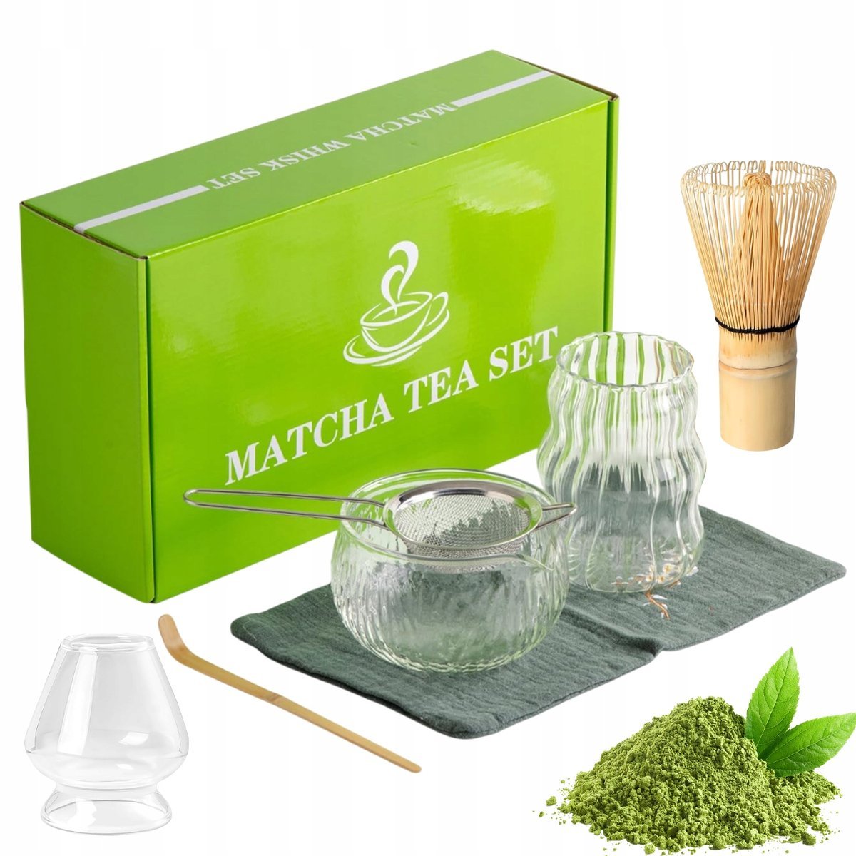 ZESTAW DO PARZENIA HERBATY MATCHA CZARKA MISKA CHASEN BAMBUSOWY LYZECZKA