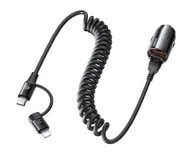 Ładowarki samochodowe - Ładowarka Samochodowa 45W z Kablem 2w1 USB-C + Lightning Remax Ruichy Series RCC356 czarna - miniaturka - grafika 1