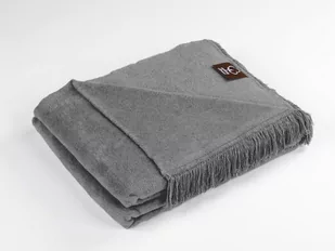 Koc bawełniany akrylowy 150x200 0293/42 popielaty asche narzuta pled wykończony frędzlami - Koce - miniaturka - grafika 1