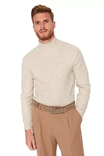 Trendyol Męska bluza z golfem, gładka, wąska, BEŻOWY, XXL - Bluzy męskie - miniaturka - grafika 1