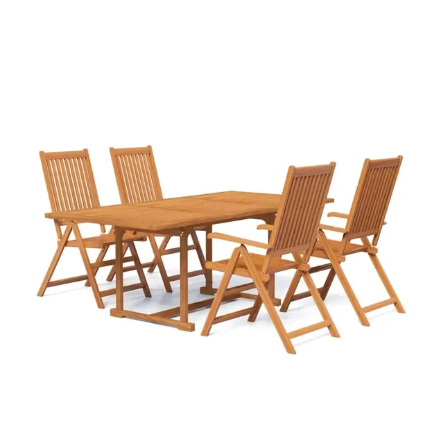 Zestaw Mebli Ogrodowych z Litego Drewna Akacjowego, Stół (150-200)x100x75