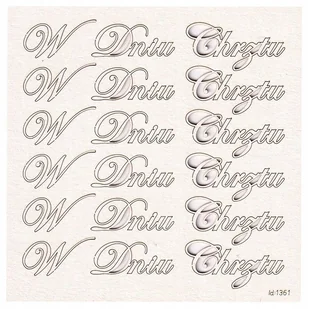 Tekturka napis W Dniu Chrztu - 6szt chrzest - Scrapbooking - miniaturka - grafika 1