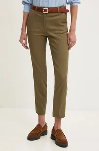 Sisley spodnie damskie kolor zielony proste medium waist 4AI655AH6 - Spodnie damskie - miniaturka - grafika 1