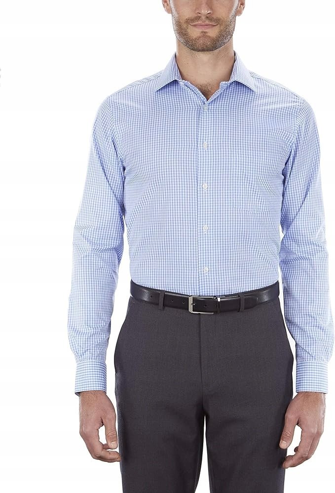 VAN HEUSEN ELEGANCKA KOSZULA MĘSKA W KRATKĘ NIEBIESKĄ DŁUGI RĘKAW XXL 7BA