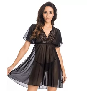 Koszula nocna wiązana Emma czarna, Teyli - Bielizna nocna - miniaturka - grafika 1