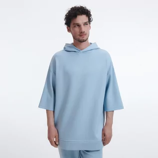 Bluzy męskie - Reserved Bluza z kapturem - Niebieski - grafika 1