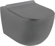 Miski WC - Riviera Miska WC wisząca bezkołnierzowa z deską wolnoopadającą grafitowa - miniaturka - grafika 1