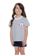 Piżamy dla dziewczynek - Dziecięca piżama Marine biała w paski 122/128 - miniaturka - grafika 1
