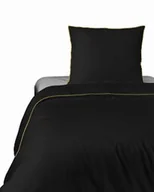 Pościel - Detexpol Pościel satynowa 140x200 czarna z lamówką z jedną poszewką 70x80 Mako Satin 62 - miniaturka - grafika 1