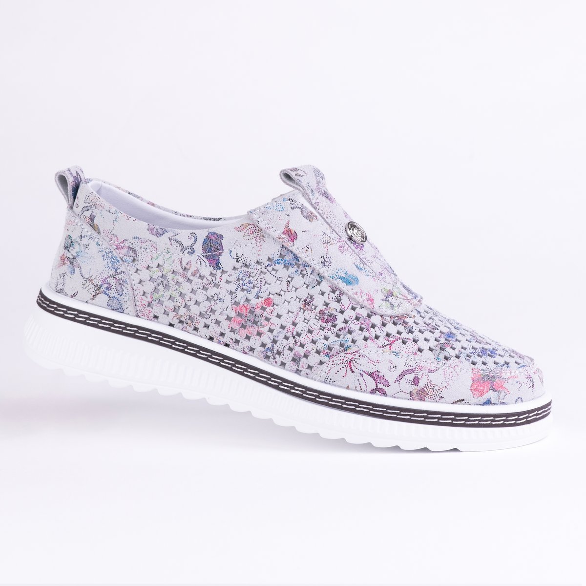 Półbuty damskie ażurowe GOODIN GD-RS-2103 skóra wsuwane lekkie kwiaty 41