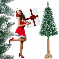 Choinki - Choinka Sztuczna Na Pniu Sosna 180 Cm Osnieżona Stojak Ozdoba Jutowa - miniaturka - grafika 1