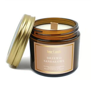 ŚWIECA SOJOWA ZAPACHOWA Z DREWNIANYM KNOTEM DRZEWO SANDAŁOWE 120 ml - YOUR CANDLE - Świece - miniaturka - grafika 1