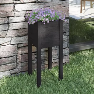 vidaXL Donica ogrodowa, czarna, 31x31x70 cm, lite drewno sosnowe - Donice - miniaturka - grafika 1