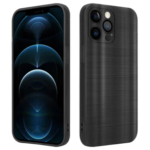 Etui Do Apple iPhone 12 PRO Pokrowiec w Brushed Czerń Etui Silikonowe Obudowa Case Cover Cadorabo - Etui i futerały do telefonów - miniaturka - grafika 1