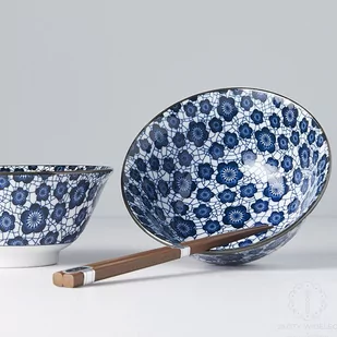 MIJ Zestaw misek Blue Plum Design z pałeczkami 500 ml 2 szt. MIJ 500 2 - Miski i półmiski - miniaturka - grafika 1