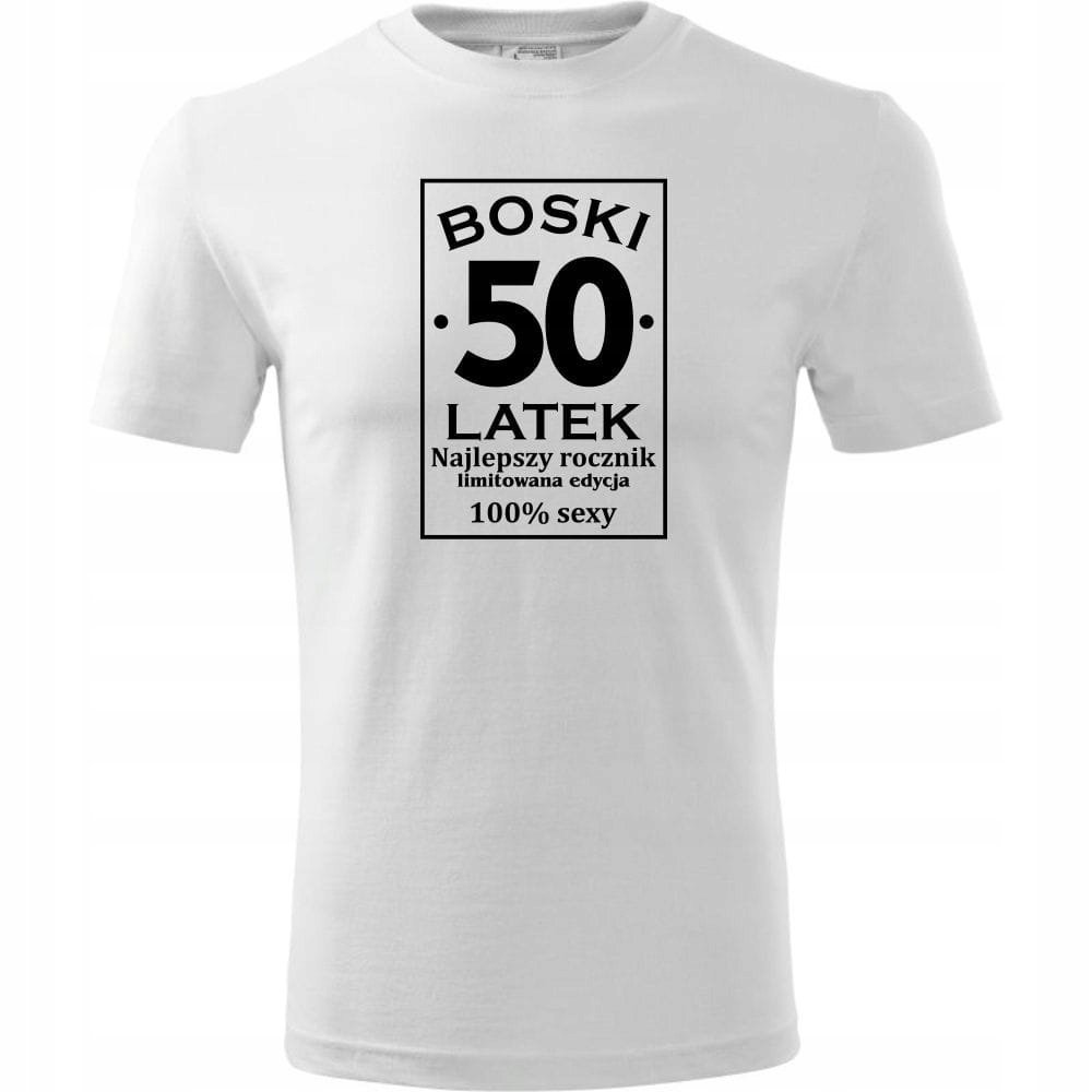 Męska Koszulka z Nadrukiem Boski 50 Idealny Prezent Urodziny dla Niego biały 4XL