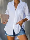 Koszule damskie - Jednolita damska koszula - Biały - miniaturka - grafika 1