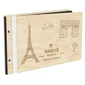 Albumy fotograficzne - Album Na Zdjęcia Państwa I Miasta Świata Paryż Paris Francja W Drewnianej Oprawie Z Czarnymi Kartami Z Grawerem - miniaturka - grafika 1
