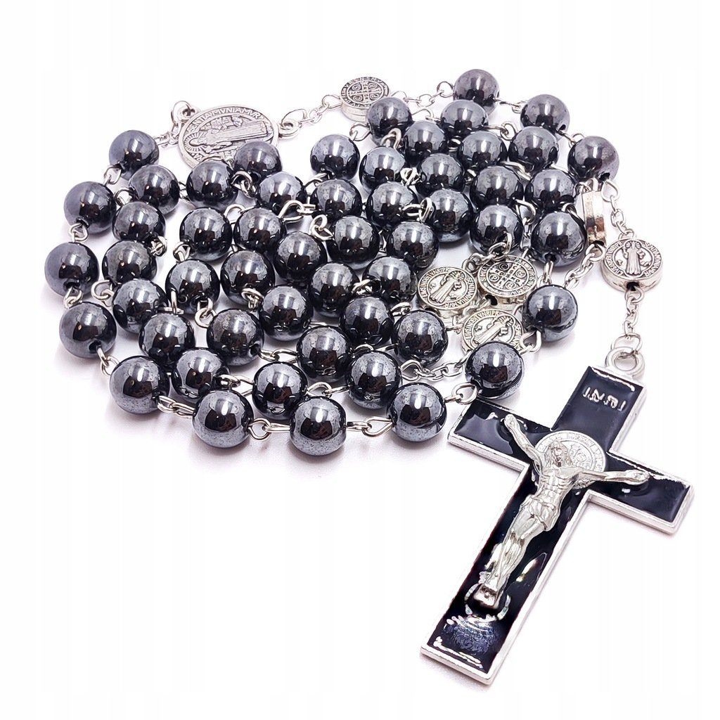 Różaniec hematyt 6mm Benedykt 2462